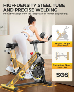 pooboo Exercise Bike, Adjustable Magnetic/Brake Pad Resistance Silent Belt Drive, Indoor Cycling Bike for Home Cardio, Fitness Stationary Bike with 350lbs/300lbs Weight Capacity &Upgraded Version Seat - Wigtrends