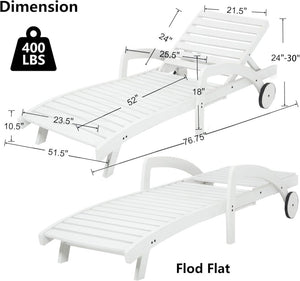 Pool Chaise Lounge Chairs Set of 4 5 - Position Adjustable Outdoor Patio Lounge Chairs Wood Reclining Chaise Lounger Chair with Pullout Side Table - Wigtrends