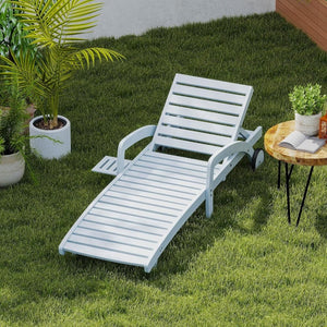 Pool Chaise Lounge Chairs Set of 4 5 - Position Adjustable Outdoor Patio Lounge Chairs Wood Reclining Chaise Lounger Chair with Pullout Side Table - Wigtrends