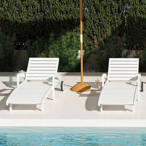 Pool Chaise Lounge Chairs Set of 4 5 - Position Adjustable Outdoor Patio Lounge Chairs Wood Reclining Chaise Lounger Chair with Pullout Side Table - Wigtrends