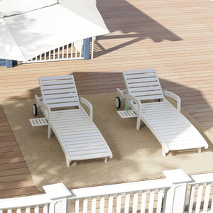 Pool Chaise Lounge Chairs Set of 4 5 - Position Adjustable Outdoor Patio Lounge Chairs Wood Reclining Chaise Lounger Chair with Pullout Side Table - Wigtrends