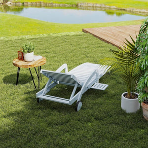 Pool Chaise Lounge Chairs Set of 4 5 - Position Adjustable Outdoor Patio Lounge Chairs Wood Reclining Chaise Lounger Chair with Pullout Side Table - Wigtrends