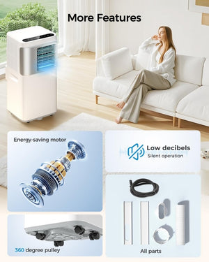 Portable - Air - Conditioners - 16,000 - Btu - AC Unit 5 in 1 Wifi Smart Air Conditioner with APP, Fan & Dehumidifier, Remote, 24H, Window Kits Included Drainage - free Cooling for Large Room Indoor - Wigtrends