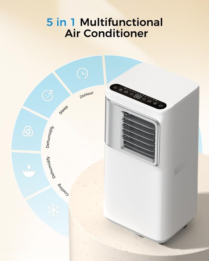 Portable - Air - Conditioners - 16,000 - Btu - AC Unit 5 in 1 Wifi Smart Air Conditioner with APP, Fan & Dehumidifier, Remote, 24H, Window Kits Included Drainage - free Cooling for Large Room Indoor - Wigtrends