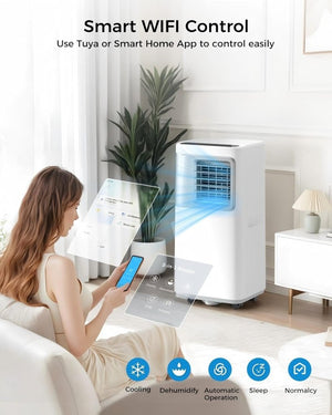 Portable - Air - Conditioners - 16,000 - Btu - AC Unit 5 in 1 Wifi Smart Air Conditioner with APP, Fan & Dehumidifier, Remote, 24H, Window Kits Included Drainage - free Cooling for Large Room Indoor - Wigtrends