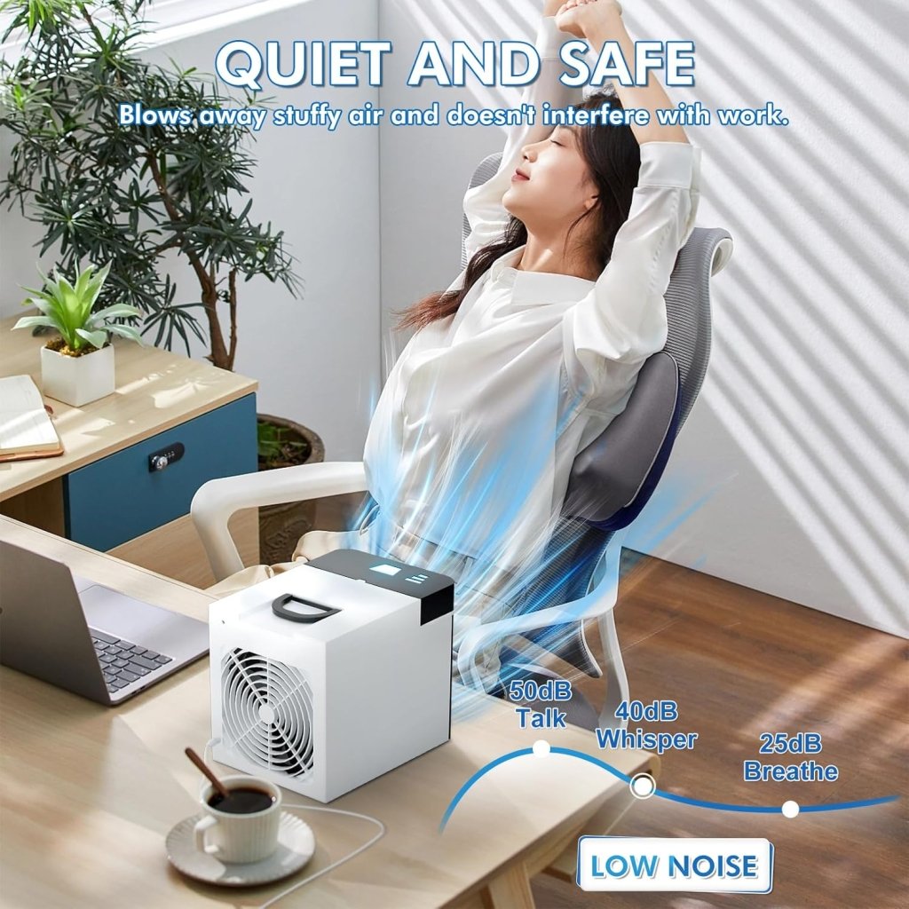 Portable Air Conditioners Fan, Anti - leakage Water Mini Air Cooler with 3 Speeds, Personal Ice Air Conditioner for Room Desk Office Home Tent(White06) - Wigtrends