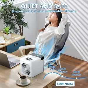 Portable Air Conditioners Fan, Anti - leakage Water Mini Air Cooler with 3 Speeds, Personal Ice Air Conditioner for Room Desk Office Home Tent(White06) - Wigtrends