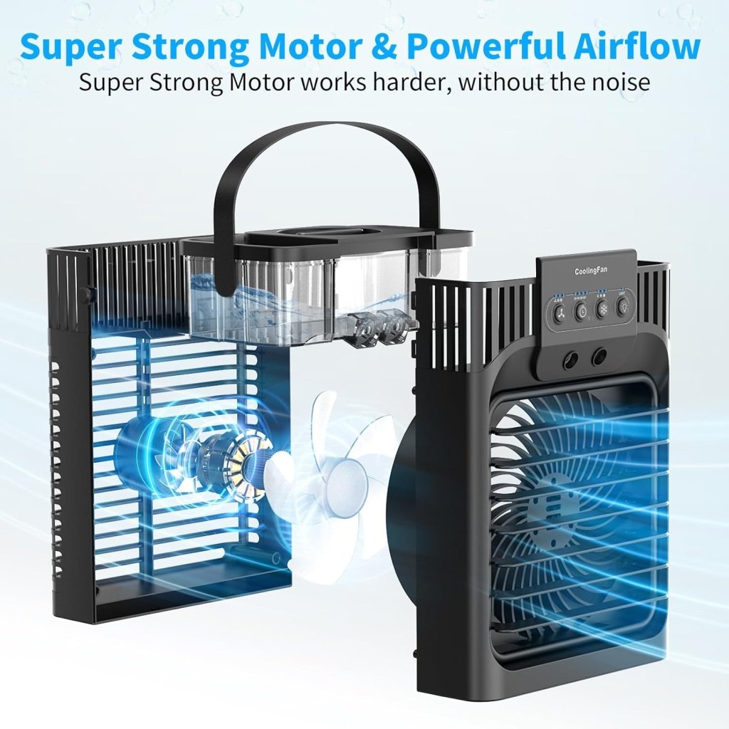 Portable Air Conditioners,4 - in - 1 Evaporative Air Cooler with 3 Speeds, 3 Modes & 7 LED Light Cooling Fan with Remote, 2 - 8H Timer, 1200ML Personal Mini Air Conditioner for Bedroom and Office - Wigtrends