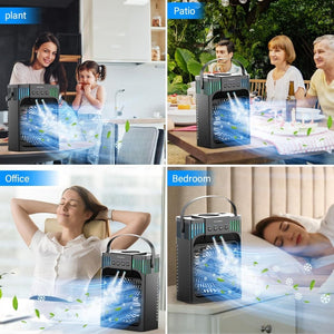 Portable Air Conditioners,4 - in - 1 Evaporative Air Cooler with 3 Speeds, 3 Modes & 7 LED Light Cooling Fan with Remote, 2 - 8H Timer, 1200ML Personal Mini Air Conditioner for Bedroom and Office - Wigtrends