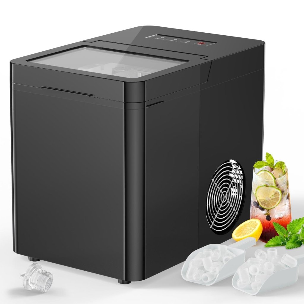 Portable Countertop Ice Maker, Self - Cleaning Ice Machine with 2 Ice Scoop and Basket - Wigtrends