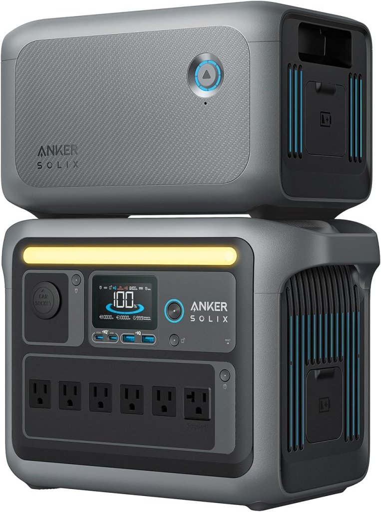 Portable Power Station, 1800W (2400W Peak) Solar Generator, 58 Minutes to Fully Charge, 1056wh LiFePO4 Battery, - Wigtrends