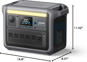 Portable Power Station, 1800W (2400W Peak) Solar Generator, 58 Minutes to Fully Charge, 1056wh LiFePO4 Battery, - Wigtrends