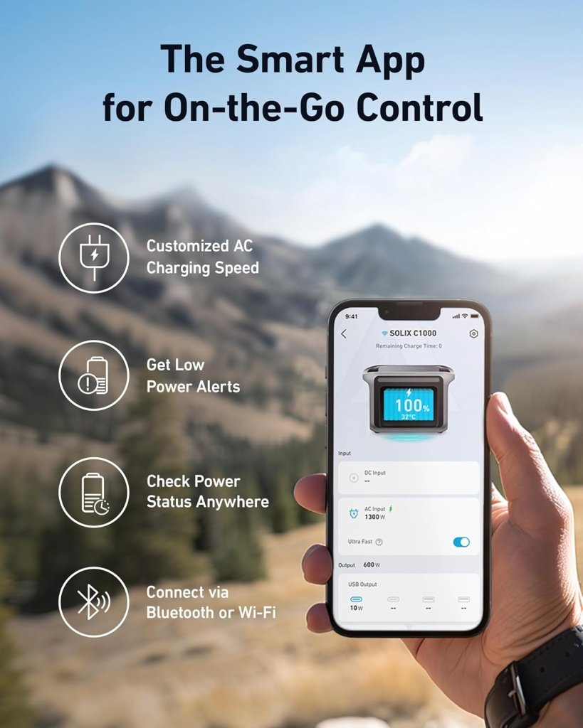Portable Power Station, 1800W (2400W Peak) Solar Generator, 58 Minutes to Fully Charge, 1056wh LiFePO4 Battery, - Wigtrends