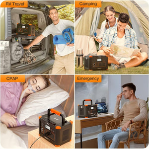 Portable Power Station 300W (Peak 600W),230.88Wh Solar Generator with 60W USB - C PD Output, 110V Pure Sine Wave AC Outlet Backup Lithium Battery for Outdoors Camping Travel Home Blackout - Wigtrends