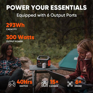Portable Power Station Explorer 300, 293Wh Backup Lithium Battery, Solar Generator for Outdoors Camping Travel Hunting Blackout (Solar Panel Optional) - Wigtrends