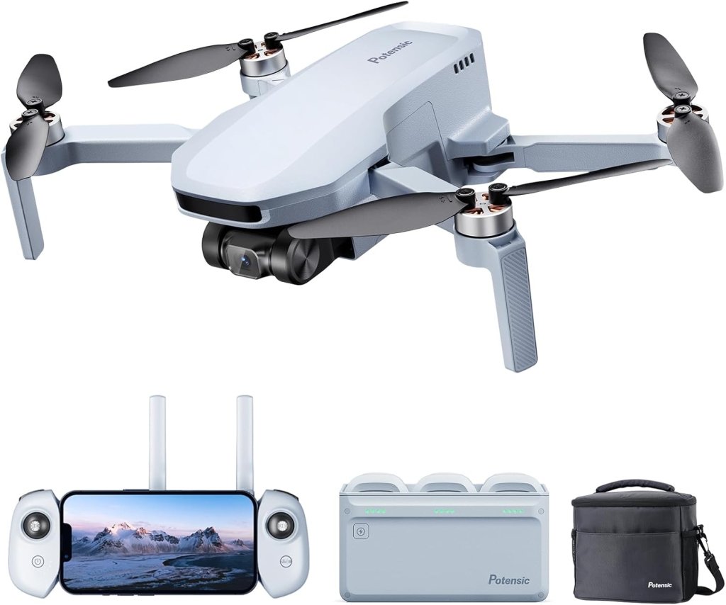 Potensic ATOM SE GPS Drone with 4K EIS Camera, Under 249g, 62 Mins Flight, 4KM FPV Transmission, Brushless Motor, Max Speed 16m/s, Auto Return, Lightweight and Foldable Drone for Adults Beginner - Wigtrends