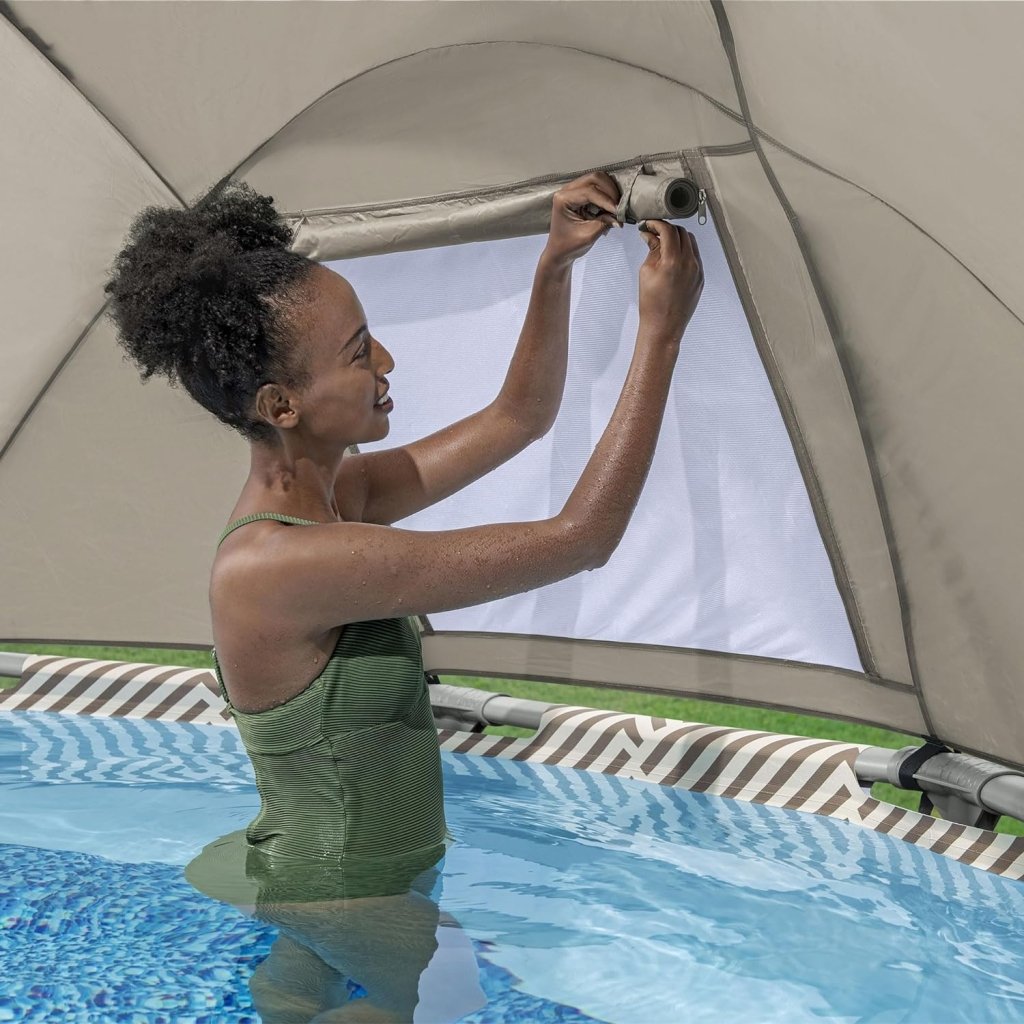 Power Steel 14’ x 42” Round Above Ground Outdoor Backyard Swimming Pool Set with 1,000 GPH Filter Pump, Ladder, and Pool Cover - Wigtrends