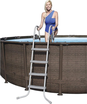 Power Steel 14’ x 42” Round Above Ground Outdoor Backyard Swimming Pool Set with 1,000 GPH Filter Pump, Ladder, and Pool Cover - Wigtrends