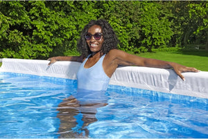 Power Steel 14' x 8'2" x 39.5" Oval Above Ground Pool Set | Includes 530gal Filter Pump, Ladder, ChemConnect Dispener - Wigtrends