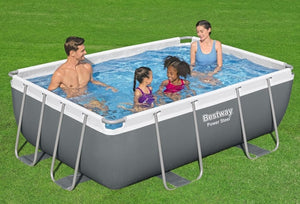 Power Steel 14' x 8'2" x 39.5" Oval Above Ground Pool Set | Includes 530gal Filter Pump, Ladder, ChemConnect Dispener - Wigtrends