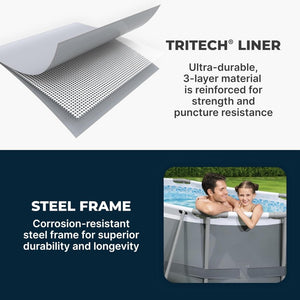 Power Steel 14' x 8'2" x 39.5" Oval Above Ground Pool Set | Includes 530gal Filter Pump, Ladder, ChemConnect Dispener - Wigtrends