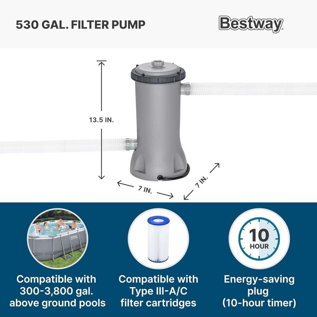 Power Steel 14' x 8'2" x 39.5" Oval Above Ground Pool Set | Includes 530gal Filter Pump, Ladder, ChemConnect Dispener - Wigtrends