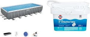 Power Steel 14' x 8'2" x 39.5" Oval Above Ground Pool Set | Includes 530gal Filter Pump, Ladder, ChemConnect Dispener - Wigtrends