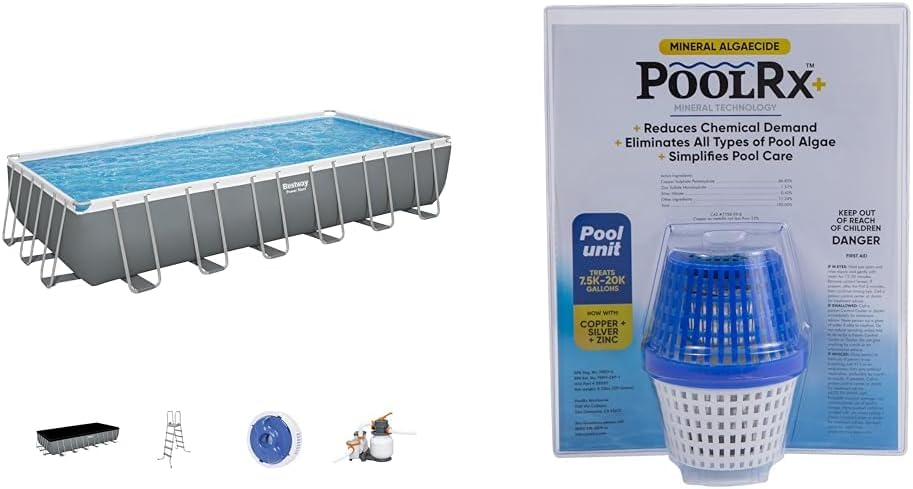 Power Steel 14' x 8'2" x 39.5" Oval Above Ground Pool Set | Includes 530gal Filter Pump, Ladder, ChemConnect Dispener - Wigtrends