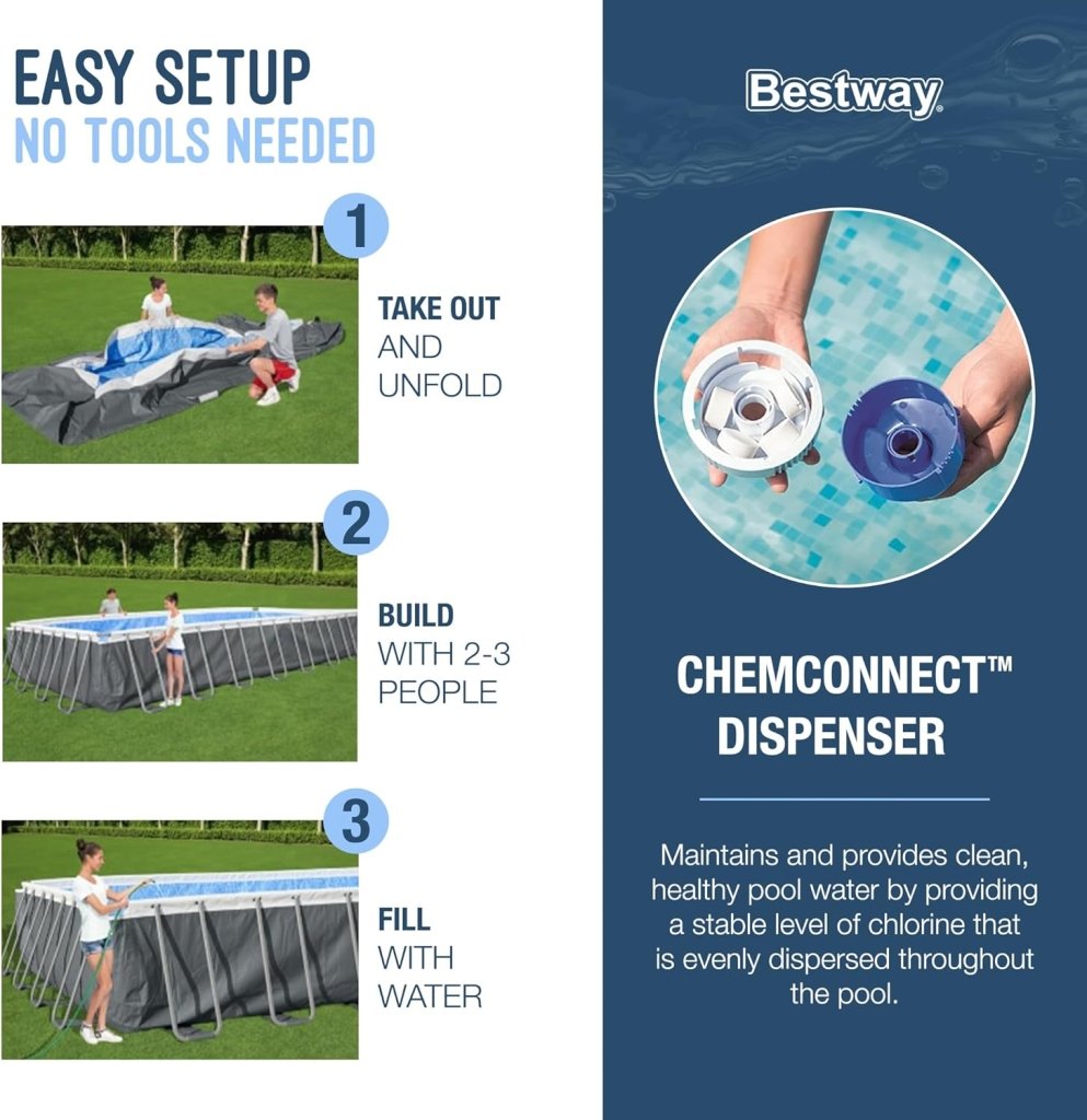 Power Steel 14' x 8'2" x 39.5" Oval Above Ground Pool Set | Includes 530gal Filter Pump, Ladder, ChemConnect Dispener - Wigtrends
