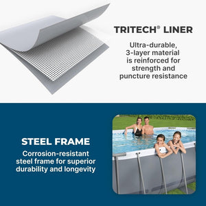 Power Steel 14' x 8'2" x 39.5" Oval Above Ground Pool Set | Includes 530gal Filter Pump, Ladder, ChemConnect Dispener - Wigtrends