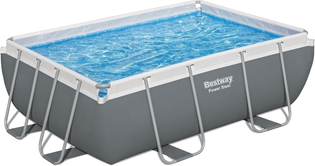 Power Steel 14' x 8'2" x 39.5" Oval Above Ground Pool Set | Includes 530gal Filter Pump, Ladder, ChemConnect Dispener - Wigtrends