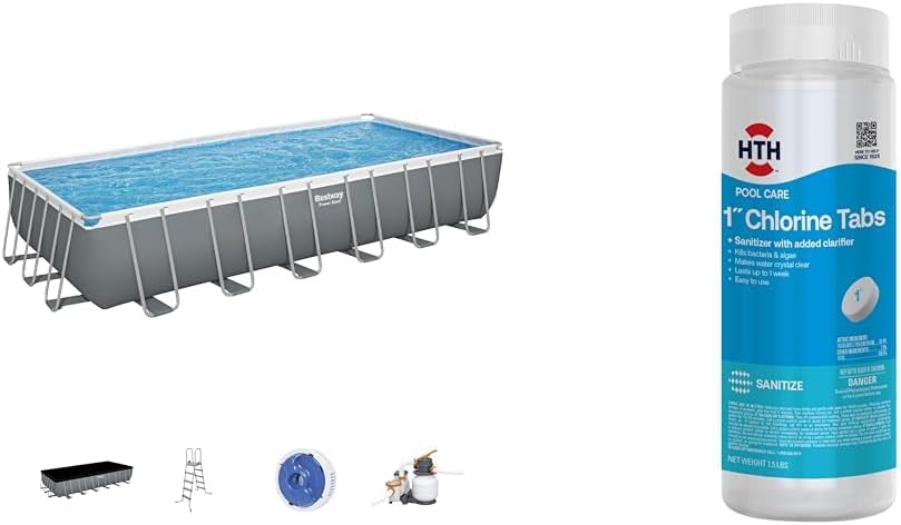 Power Steel 14' x 8'2" x 39.5" Oval Above Ground Pool Set | Includes 530gal Filter Pump, Ladder, ChemConnect Dispener - Wigtrends