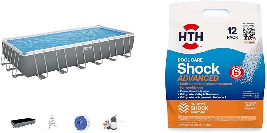 Power Steel 14' x 8'2" x 39.5" Oval Above Ground Pool Set | Includes 530gal Filter Pump, Ladder, ChemConnect Dispener - Wigtrends