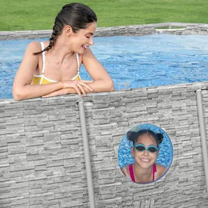 Power Steel Swim Vista Series II 14' x 8' 2" x 39.5" Above Ground Outdoor Swimming Pool Set with 530 GPH Filter Pump, Ladder, and Pool Cover - Wigtrends
