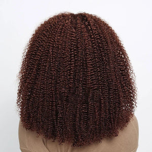 Pre-Cut Lace Afro Curly Wigs Mid-part Wig in Ombre Brown - Wigtrends