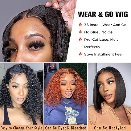 Pre Plucked Deep Wave Bob Wig Human Hair Lace Front Wigs for Beginners Upgraded No Glue Pre Cut 4x4 Lace Closure Glueless Wigs - Wigtrends