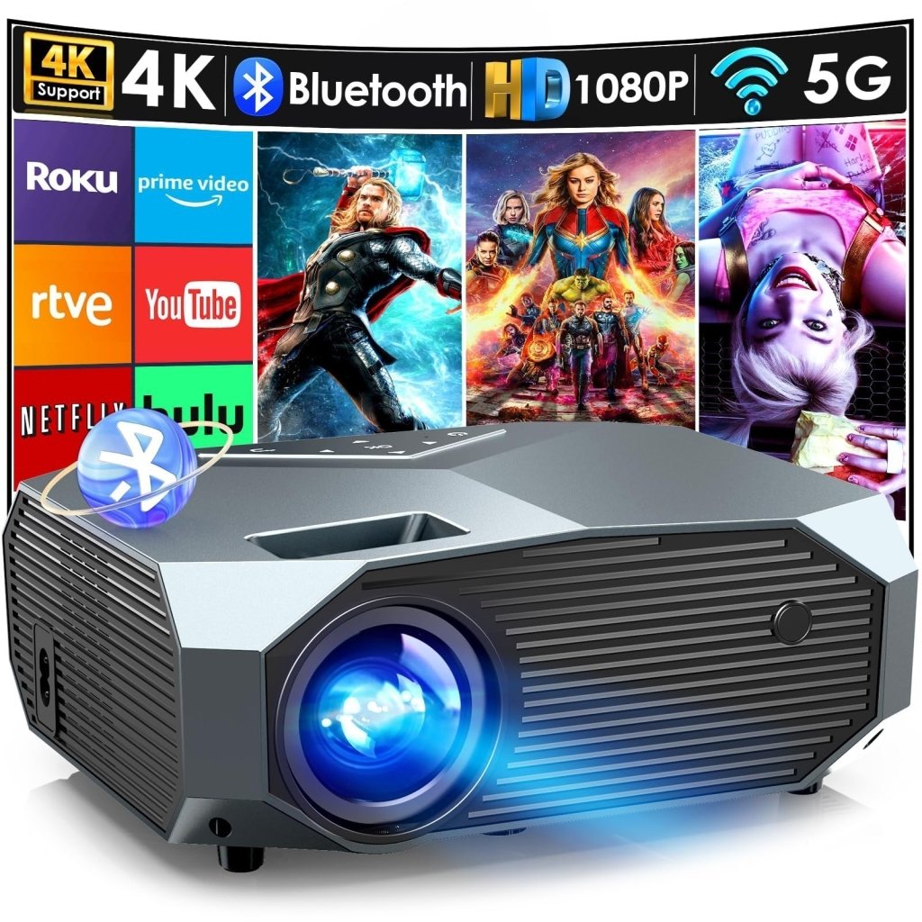 Projector with 5G WiFi and Bluetooth, Native 1080P Outdoor Portable Video - Wigtrends