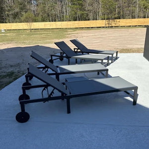 PURPLE LEAF Patio Tanning Lounge Chair Set with Face Down Hole Outdoor Aluminum Adjustable Reclining Chairs Wheels Pillows and Table for Poolside Beach Sunbathing Lounger, Beige - Wigtrends