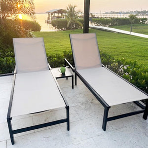 PURPLE LEAF Patio Tanning Lounge Chair Set with Face Down Hole Outdoor Aluminum Adjustable Reclining Chairs Wheels Pillows and Table for Poolside Beach Sunbathing Lounger, Beige - Wigtrends