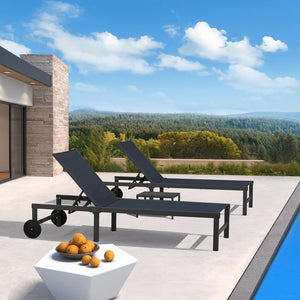 PURPLE LEAF Patio Tanning Lounge Chair Set with Face Down Hole Outdoor Aluminum Adjustable Reclining Chairs Wheels Pillows and Table for Poolside Beach Sunbathing Lounger, Beige - Wigtrends
