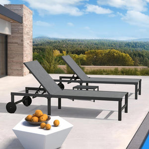 PURPLE LEAF Patio Tanning Lounge Chair Set with Face Down Hole Outdoor Aluminum Adjustable Reclining Chairs Wheels Pillows and Table for Poolside Beach Sunbathing Lounger, Beige - Wigtrends