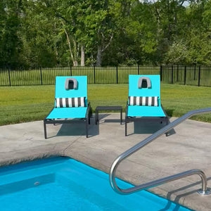 PURPLE LEAF Patio Tanning Lounge Chair Set with Face Down Hole Outdoor Aluminum Adjustable Reclining Chairs Wheels Pillows and Table for Poolside Beach Sunbathing Lounger, Beige - Wigtrends