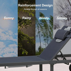 PURPLE LEAF Patio Tanning Lounge Chair Set with Face Down Hole Outdoor Aluminum Adjustable Reclining Chairs Wheels Pillows and Table for Poolside Beach Sunbathing Lounger, Beige - Wigtrends