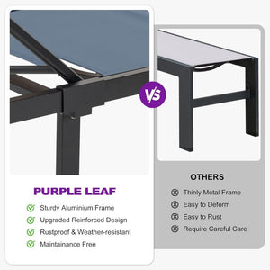 PURPLE LEAF Patio Tanning Lounge Chair Set with Face Down Hole Outdoor Aluminum Adjustable Reclining Chairs Wheels Pillows and Table for Poolside Beach Sunbathing Lounger, Beige - Wigtrends