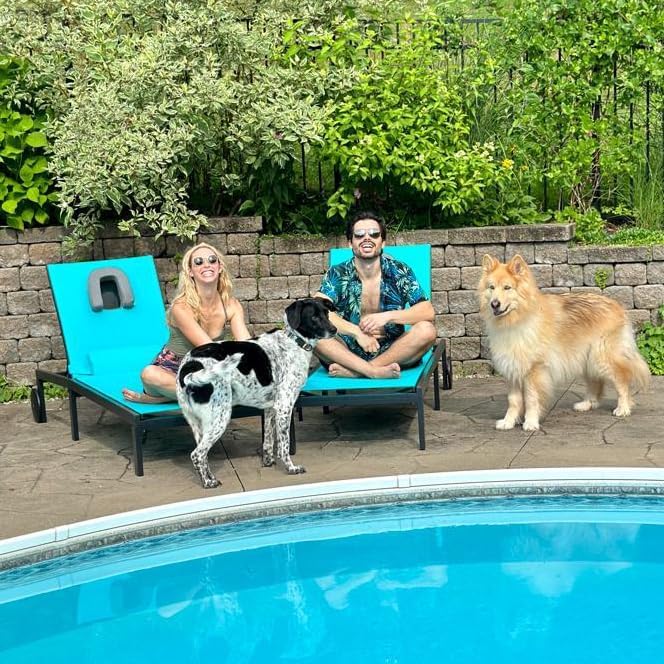 PURPLE LEAF Patio Tanning Lounge Chair Set with Face Down Hole Outdoor Aluminum Adjustable Reclining Chairs Wheels Pillows and Table for Poolside Beach Sunbathing Lounger, Beige - Wigtrends
