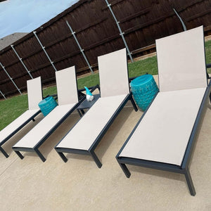 PURPLE LEAF Patio Tanning Lounge Chair Set with Face Down Hole Outdoor Aluminum Adjustable Reclining Chairs Wheels Pillows and Table for Poolside Beach Sunbathing Lounger, Beige - Wigtrends