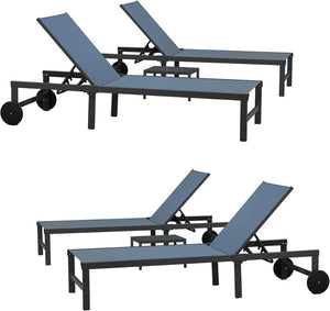 PURPLE LEAF Patio Tanning Lounge Chair Set with Face Down Hole Outdoor Aluminum Adjustable Reclining Chairs Wheels Pillows and Table for Poolside Beach Sunbathing Lounger, Beige - Wigtrends