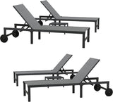 PURPLE LEAF Patio Tanning Lounge Chair Set with Face Down Hole Outdoor Aluminum Adjustable Reclining Chairs Wheels Pillows and Table for Poolside Beach Sunbathing Lounger, Beige - Wigtrends