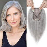 Real Human Hair Topper 10 inch Women Hair Toppers for Thinning Hair Light Grey Wigs - Wigtrends