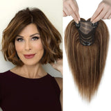 Real Human Hair Topper10 inch Women for Thinning Hair Swiss Base Hairpiece - Wigtrends